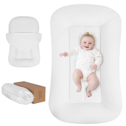 Baby Lounger-Infant Lounger for Newborn, 0-24 Months, Portable Tummy Time Mat for Home and Travel, Breathable Cotton(Cover Included), Supervised Use, Baby Essentials(White), Pallet of Product