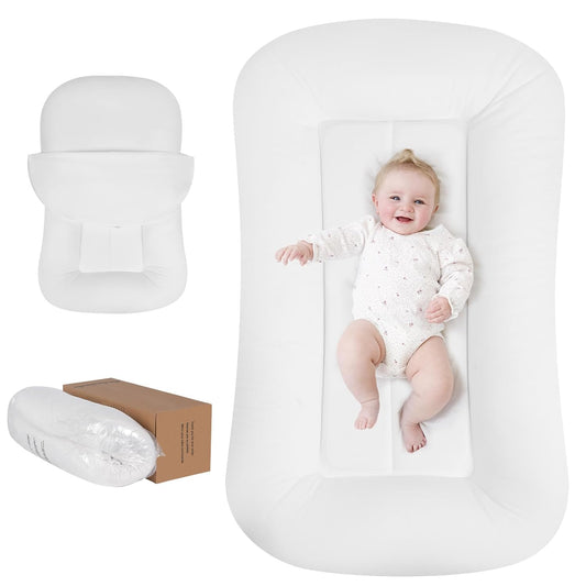 Baby Lounger for Newborn 0-24 Months, White