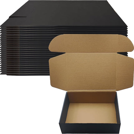 12x9x4 Black Shipping Boxes Set of 20, Corrugated Cardboard Mailers for Product Packaging & Mailing, Recyclable Small Business Shipping Supplies, Gift Boxes for Holiday Birthday Wedding Favors