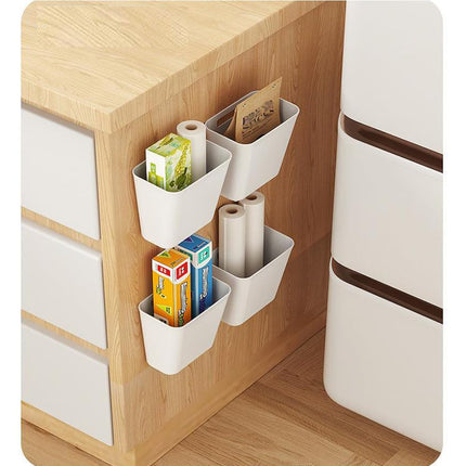 4 Piece Kitchen Cabinet Door Storage Box,Self Adhesive Wall Mounted Storage Box,Wardrobe/Bathroom/Refrigerator Small Items Organizer