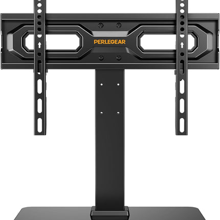 Perlegear Tabletop TV Stand, Universal TV Stand for 23–60 Inch LCD/LED/OLED TVs, Height-Adjustable TV Mount Stand with Tempered Glass Base & Cable Management, VESA 400x400mm, PGTVS02 ﻿