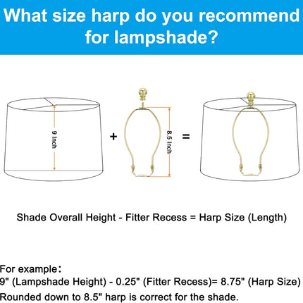 PATIKIL 8.5 Inch Lamp Harp Kit with Finial, 1 Set Detachable Shade Bracket Holder, DIY Lighting Accessories for Table Floor Lamps, Gold Tone