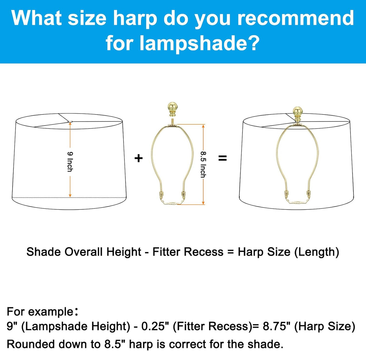 8.5 Inch Gold Tone Lamp Harp Kit with Finial - photo 3