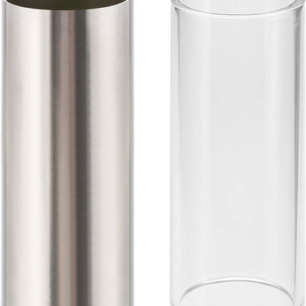 2 Pieces Glass Slide and Stainless Steel Slide in Box for Guitar, Bass, Medium (6 cm)