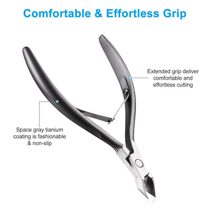Cuticle Trimmer 3/4 Jaw Extremely Sharp Cuticle Nippers Scissors Stainless Steel Clippers Cutter Remover Pedicure Manicure Nail Tool, X7, Space Gray