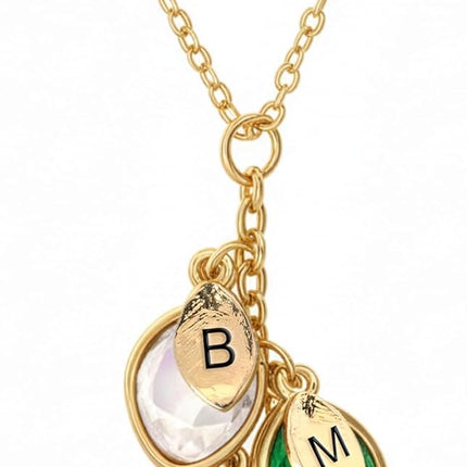 MignonandMignon Birthstone Necklace for Mom Grandma | Personalized Family Initial Necklace for Women | Grandkids Birthstone Jewelry Mothers Day Gift for Her