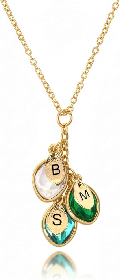Birthstone Necklace for Mom Grandma