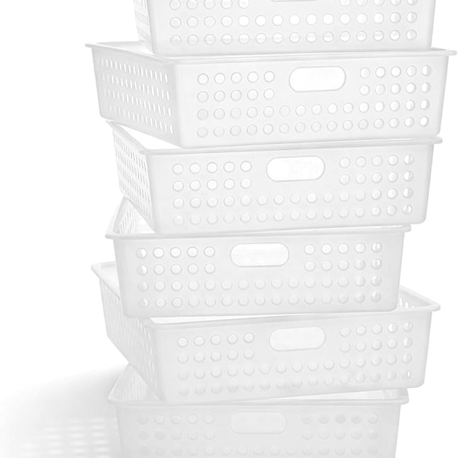 6 Pack Classroom Storage Baskets with Handle 14''x10'' Paper Tray