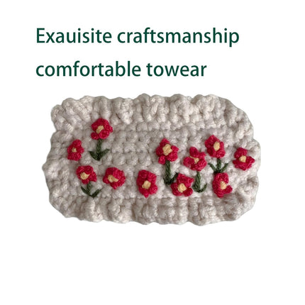 Vintage Handmade Crochet Wool Hair Side Clips, Cute Knitted Hair Barrettes for Girls Women, Retro Hair Pins Fashion Hair Accessories milky white