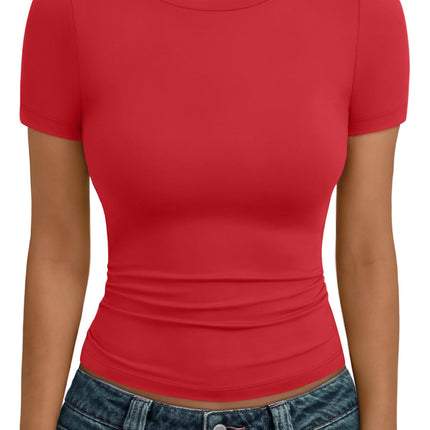 Women's Crewneck Short Sleeve T-Shirt Sexy Slim Fit Basic Going Out Tops
