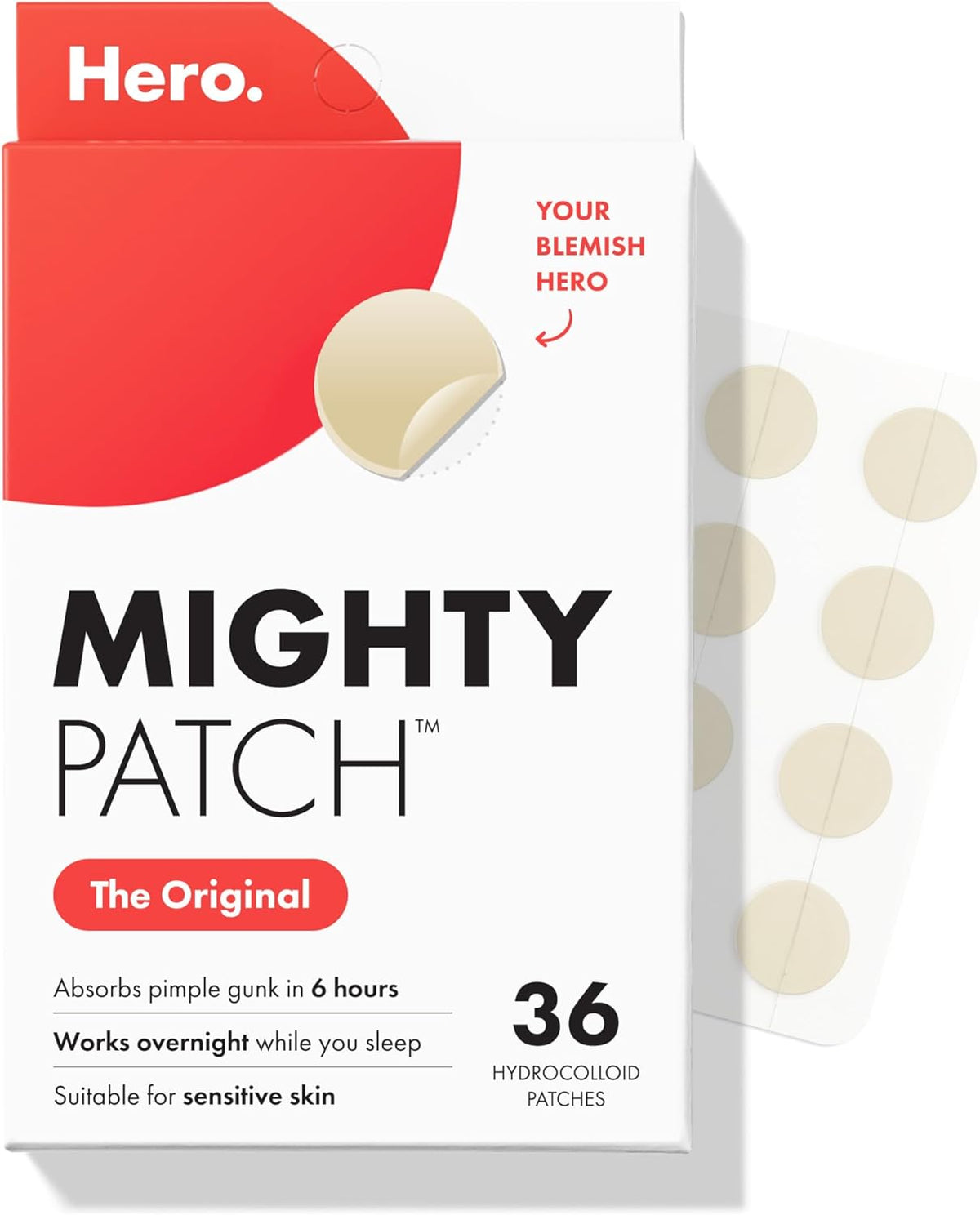 Mighty Patch Original by Hero Cosmetics — #1 Hydrocolloid Acne Pimple Patches 36 Count