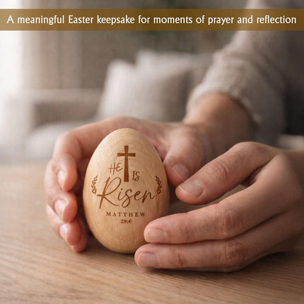 He Is Risen Easter Decorations, He is Risen Wooden Egg, Christian Gifts, Christian Easter Table Decor with Crosses, Religious Farmhouse Spring Home Decoration, Easter Decor