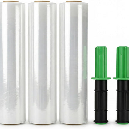 Stretch Film Wrap for Moving, 3 Pack 15 Inch x 1000ft 70 Gauge, Plastic Wrap for Moving with Handle, Packing, Shipping, Pallet & Furniture Protection
