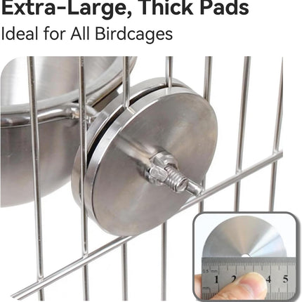 AOTU Anti-Snatch Stainless Steel Parrot Feeding Cups with Locking Buckle - Bird Food & Water Bowls, Bird Cage Accessories for Cockatiel, Conure, Budgie, Macaw, Gray Parrot & Small Pets (L)