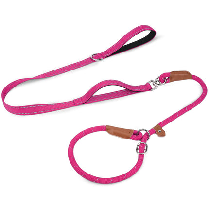 Slip Lead Dog Leash with Dual Handle, No Pull, Black, 6FT x 3/8"