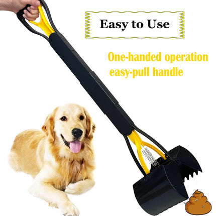 32“ Tall Pooper Scooper, Large Pooper Scooper for Dogs Heavy Duty, Dog Pooper Scooper with Long Handle & High Strength Durable Spring, Foldable Dog Poop Pick Up
