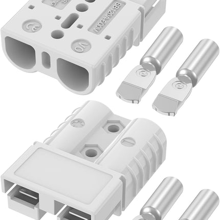 Anderson Connector 120A 600V Battery Quick Connect/Disconnect for 2-6 AWG Cables, Anderson Plug for Winch, Trailer, RV, Forklift (Gray, 2 PCS)
