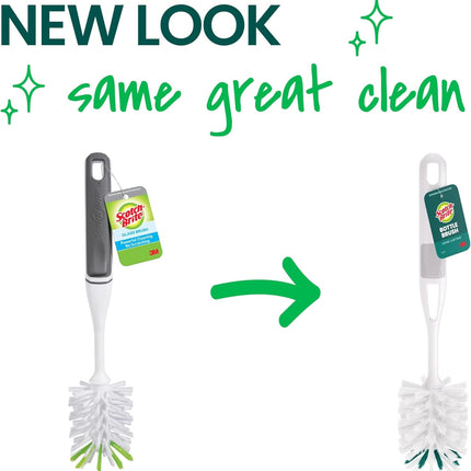 Scotch-Brite Glass and Water Bottle Brush, Long-Lasting, Safe on Glassware, Shaker Bottles, Food Processors, & More, Non-slip handle, Durable, Reusable, Clean in Top Rack of Your Dishwasher