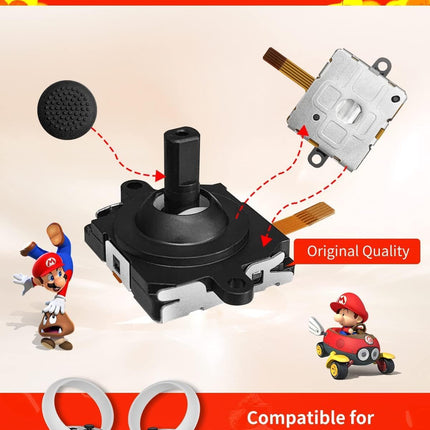 Joystick Replacement Kit for Oculus Quest 2/3 Controller, Repair Kit for Meta Quest 2/3 Controller, Include 2 Joysticks, T5 Screwdriver, Tweezer, Pry Tool, 4 Thumbstick Grips (Black-11-in one)
