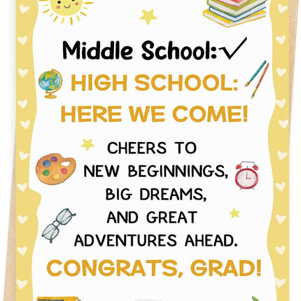 Middle School Graduation Card, Cute 8th Grade Graduation Gifts for Son Daughter Kids Teens, Congrats Grad Card