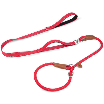 Slip Lead Dog Leash with Dual Handle, No Pull, Black, 6FT x 3/8"