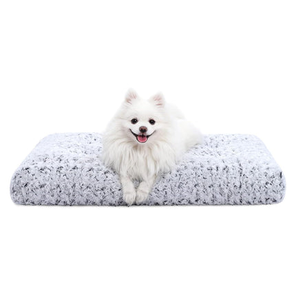 Washable Dog Bed Medium Size Dog Crate Bed Plush Pet Mat 35"x23" Gray