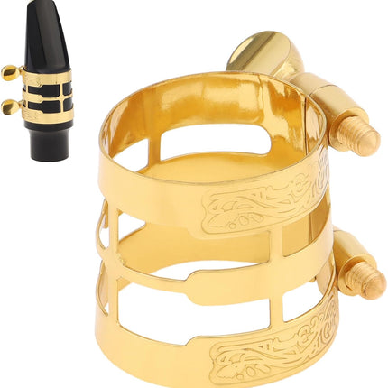 Alto Saxophone Mouthpiece Ligature, Gold, Universal, Brass Metal, E Flat, Saxophone Ligature