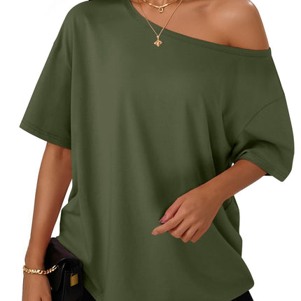 Tops de Hombros Descubiertos para Mujer, Camisetas de Verano Oversized 2026