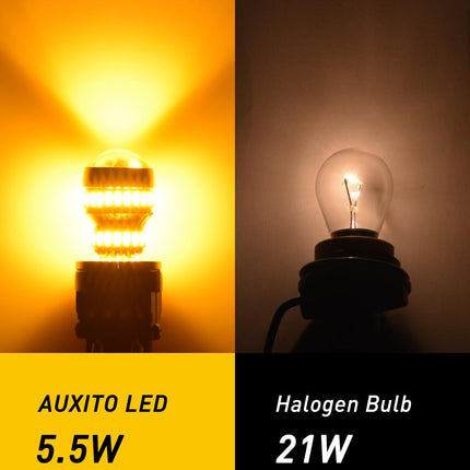 AUXITO Upgraded 1157 LED Bulb Amber Yellow Super Bright 2057 2357 7528 BAY15D LED Replacement Light Kit for Front Rear Turn Signal Light Blinker Parking DRL Tail Lights, Pack of 2