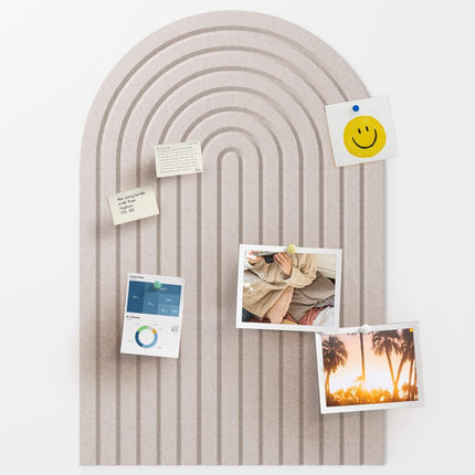 Arched Felt Bulletin Board — 23.6"x15.7" No-Drill Felt Pin Board, Cork Alternative for Classroom, Home Office & Kitchen (Beige)