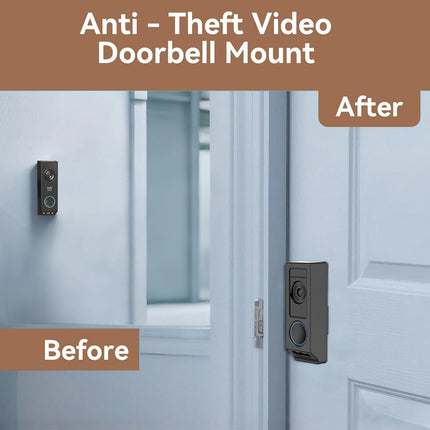 Anti-Theft Video Doorbell Mount for Eufy E340 Camera, No-Drill Adjustable Mounting Bracket Holder Accessories for Eufy Doorbell Camera Mount, Apartment Door Bell Kits for Home Rentals Room (Black)