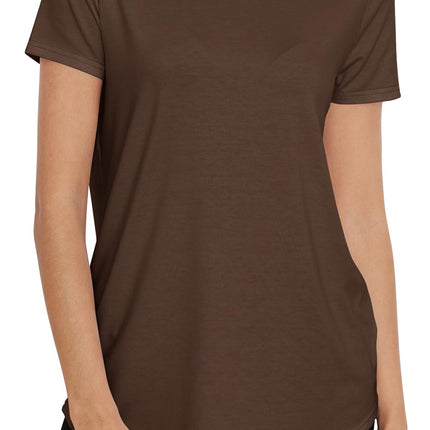 Women Crewneck Loose Fit Tunic Tops Short Sleeve Dressy Casual Summer Long Tee Shirts