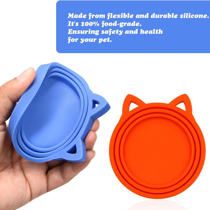 4 Pack Pet Food Can Cover Silicone Food Can Lids,Universal BPA Free, One Fit Most Standard Size Food Cans