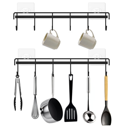 Kitchen Utensil Hanger, Adhesive Utensil Holder, Black, 2 Pcs