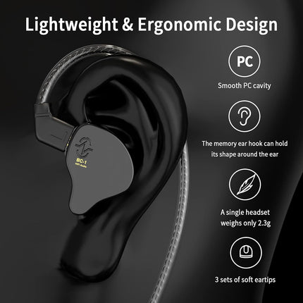 CCZ Melody Wired Earbuds Earphones, hifi 1DD 1BA Drivers in ear Headphones, in ear Monitors with Crisp Clear Sound, iem Corded Earbuds for Singers Musicians Drummer Studio (Blue, without microphone)