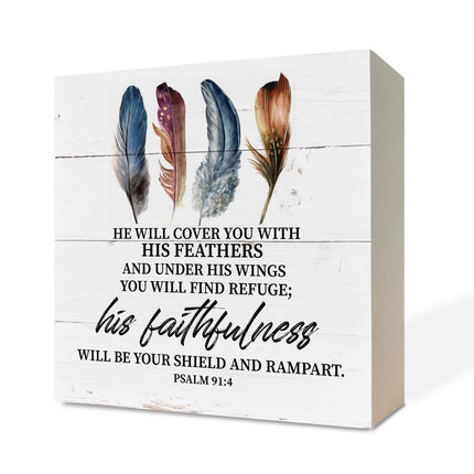 Christian Wood Signs, Bible Verse Philippians 4:13 - I Can Do All Things Through Christ Who Strengthens Me, Box Sign Decor Tabletop, Inspirational Home Desk Decor, Motivational Gift for Friends Family
