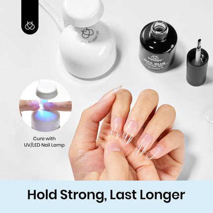 beetles Gel Polish 9 In 1 Gel Nail Glue for Clear Acrylic Nail Tips 2 Pcs 15ml Long Lasting Nail Gel Kit for False Nails Tips, Base Blooming Nail Gel, Spring Nail Art, U V Light Required