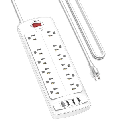 6 Ft Surge Protector Power Strip with 12 Outlets and 4 USB Ports
