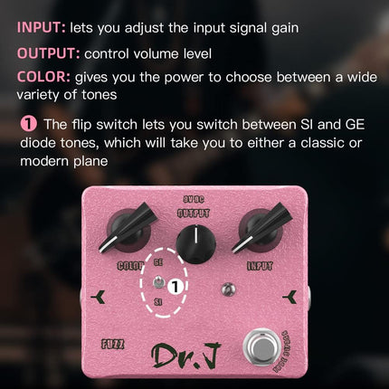 JOYO Fuzz Pedal Between Overdrive& Distortion Across Classic & Mordern Tone for Electric Guitar Effect High-end Edition Dr.J Series (D56)