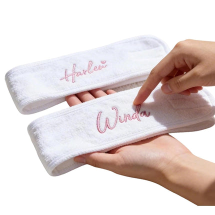 Personalized Embroidery Spa Headbands for Women Custom Soft Adjustable Face Wash Headband for Face Washing, Shower, Facial Mask, Yoga