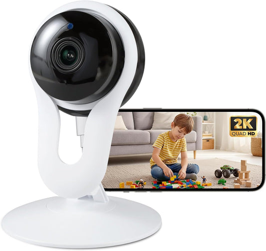 Indoor Camera for Pet & Baby Monitoring, 2K Clear View, Motion Alerts & Night Vision, 2-Way Audio, Easy Setup Home