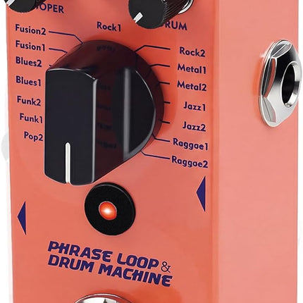 AITONE Looper Drum Machine Guitar Pedal 20 Minute Loop 16 Drum Grooves Tap Tempo True Bypass Mini Metal Effects Pedal for Electric Guitar Practice (AT-01)