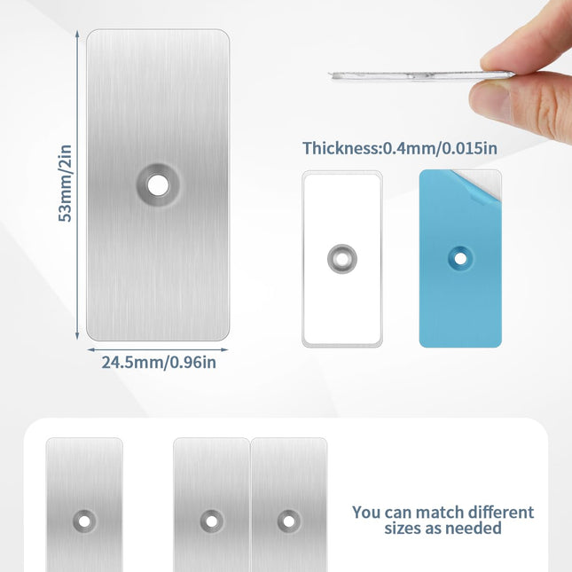 24 Pack Adhesive Metal Plates for Magnets, Ultra-Thin Metal Strips 2 x 0.96