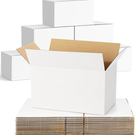 40-Pack-Small-Shipping-Boxes-8x8x4, Corrugated-Cardboard-Boxes-for-Packaging-Small-Business, White-Boxes-Mailers