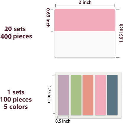500 PCS Book Tabs 2 Inch Sticky Index Tabs, Colored Page Markers Repositionable Tags Reading Tabs Self - photo 3