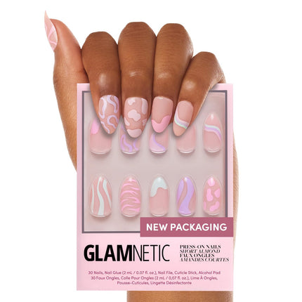 Press On Nails, Short Oval Magnetic, Fake Nails 30pc Nail Kit