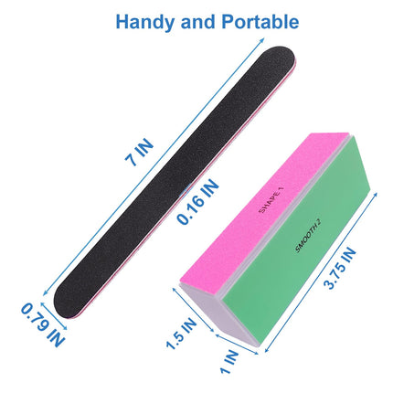 Set de lima y pulidor de uñas, kit 4 Way de pulidores brillantes, limas para uñas naturales, manicura, limado, pulido y cuidado, 100/120/240/600/3000 Grit