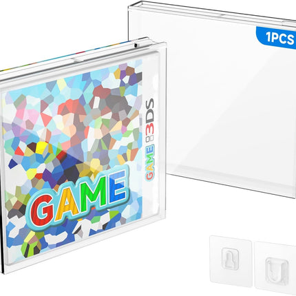 Video Game Box Protector Case for 3DS Games, 3MM Clear Acrylic Display Case with Wall Mount Compatible with Nintendo 3DS Game Box (Pack of 1)