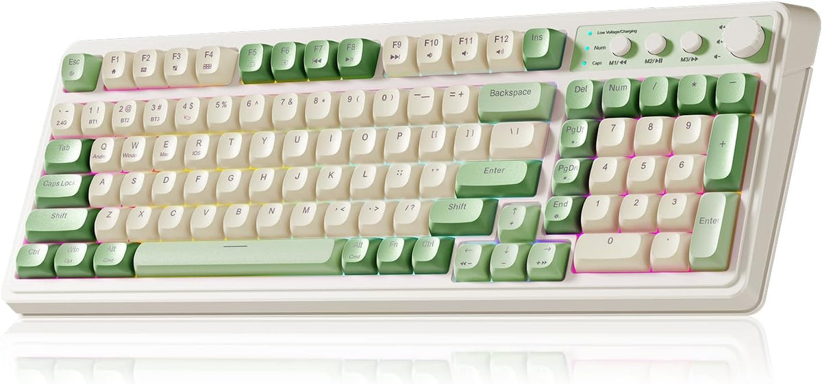 Green Tri-Mode Wireless Gaming Keyboard with Number Pad