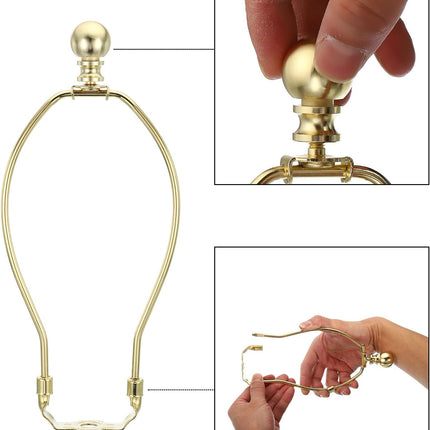 PATIKIL 8.5 Inch Lamp Harp Kit with Finial, 1 Set Detachable Shade Bracket Holder, DIY Lighting Accessories for Table Floor Lamps, Gold Tone